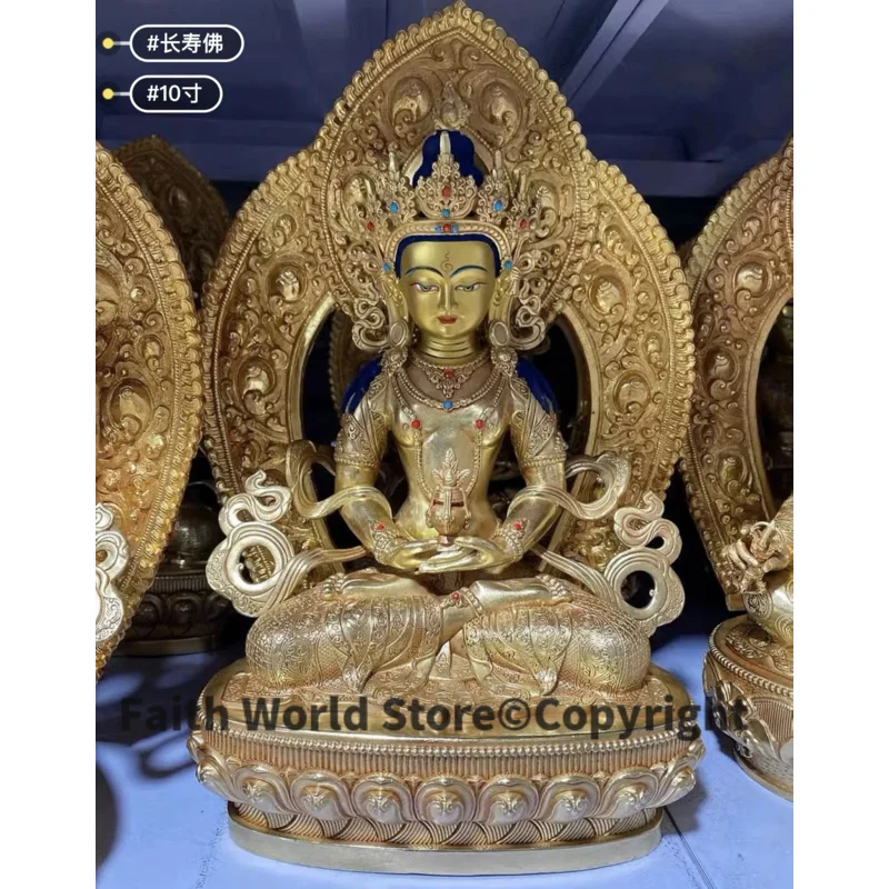 High quality Buddhism gold gilding Tibet Guru Measureless Amitabha Buddha brass statue HOME family effective protection