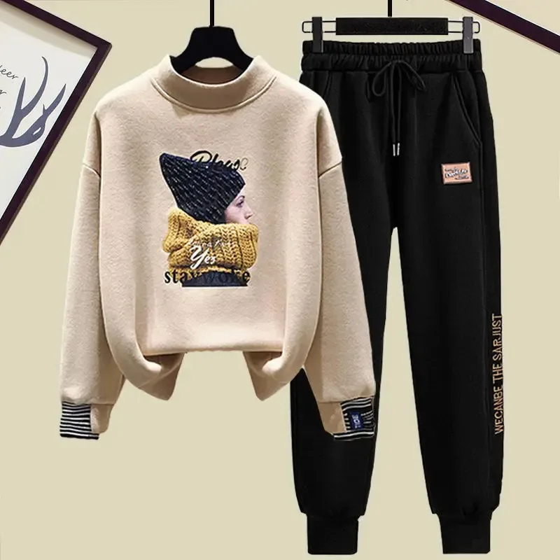 

Женский розовый свободный спортивный костюм, повседневный свитер в корейском стиле, топы и брюки, комплект из 2 предметов, милый новый наряд на осень-зиму 2025 г.