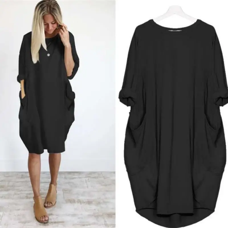 T-shirt ample décontracté pour femmes, chemisier Dr Lady rond Ne Long Sve mi-long, Silhouette O-ape, printemps été