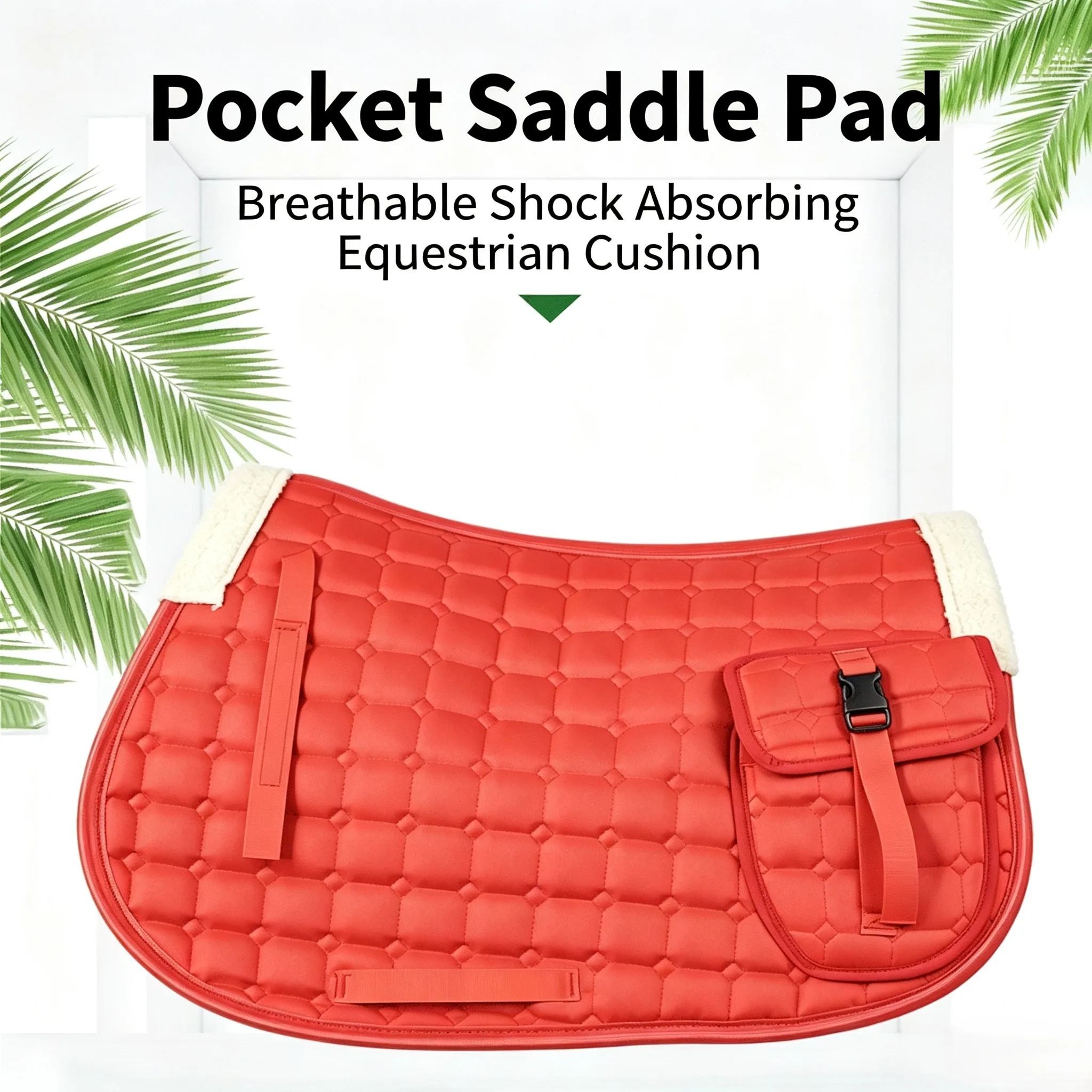 Horse Saddle Pad With Pocket Shock‑Absorbing Breathable Anti‑Sweat Non‑Slip Equestrian Cushion for Riding Competition Training