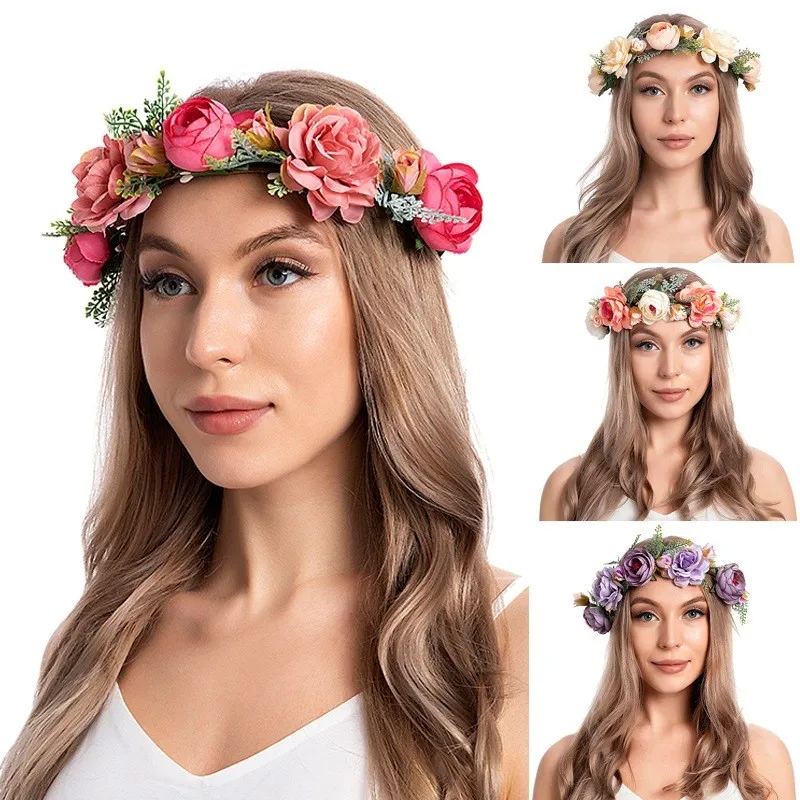 Rustic Bridesmaid Hair Flower Headbands Wedding Hair Accessories Bridal Flower Crown Headpieces Bridal Flower Girls Garland