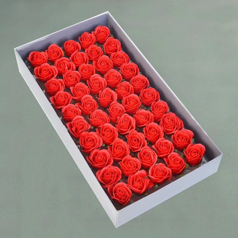 Cheap 50pcs Mini Soap Rose Heads Romantic Wedding Valentine\'s Day Gift DIY Wedding Bouquet Home Decoration Hand Flower Art 2.5cm