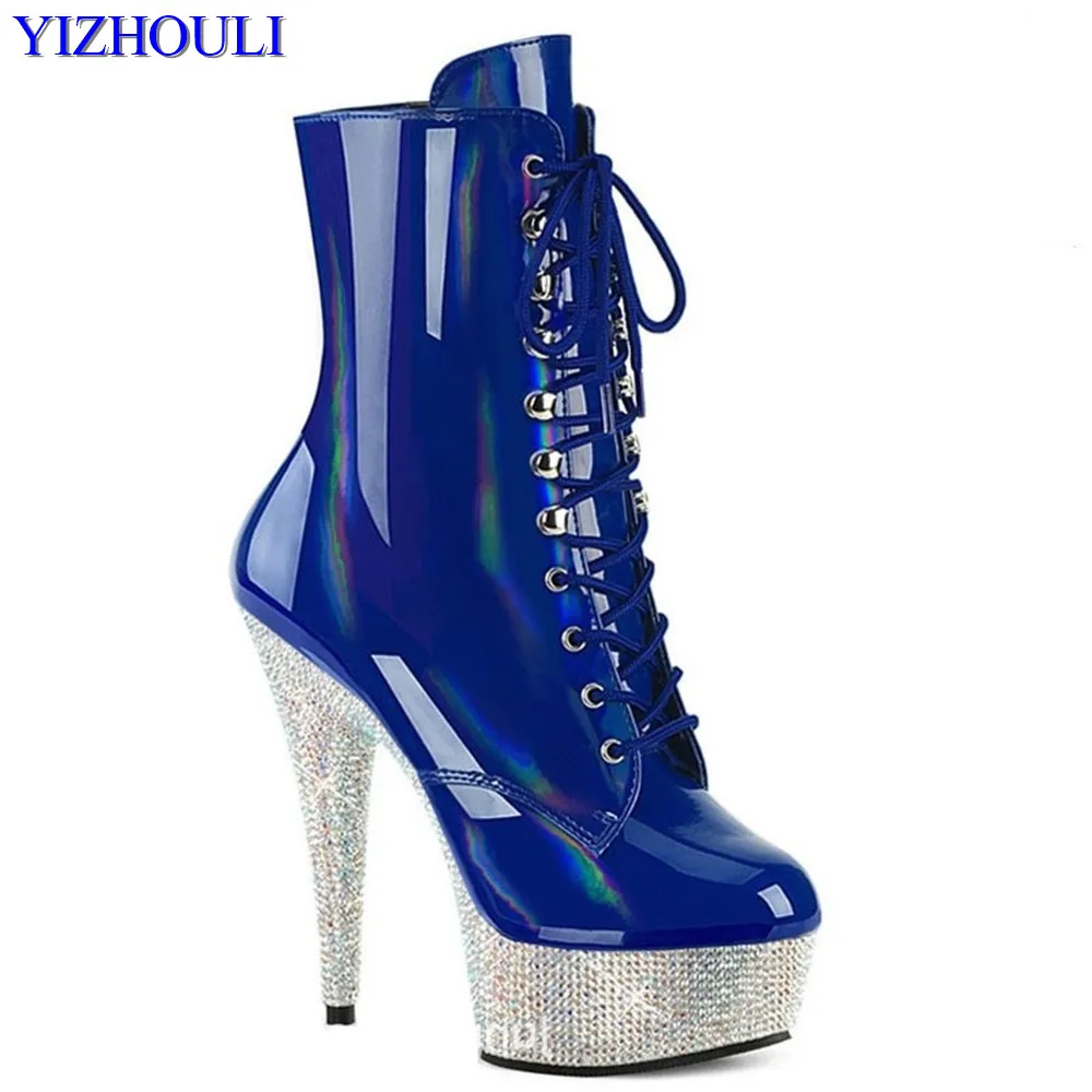 

Sole rhinestone decoration15cm pole dancing ankle boots, nightclub sexy model 6-inch stiletto heels