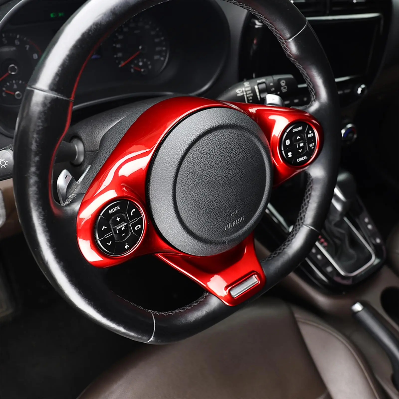 

Red ABS Steering Wheel Cover Frame For 2020-2025 Cars Anti-Slip Durable Interior Accessory