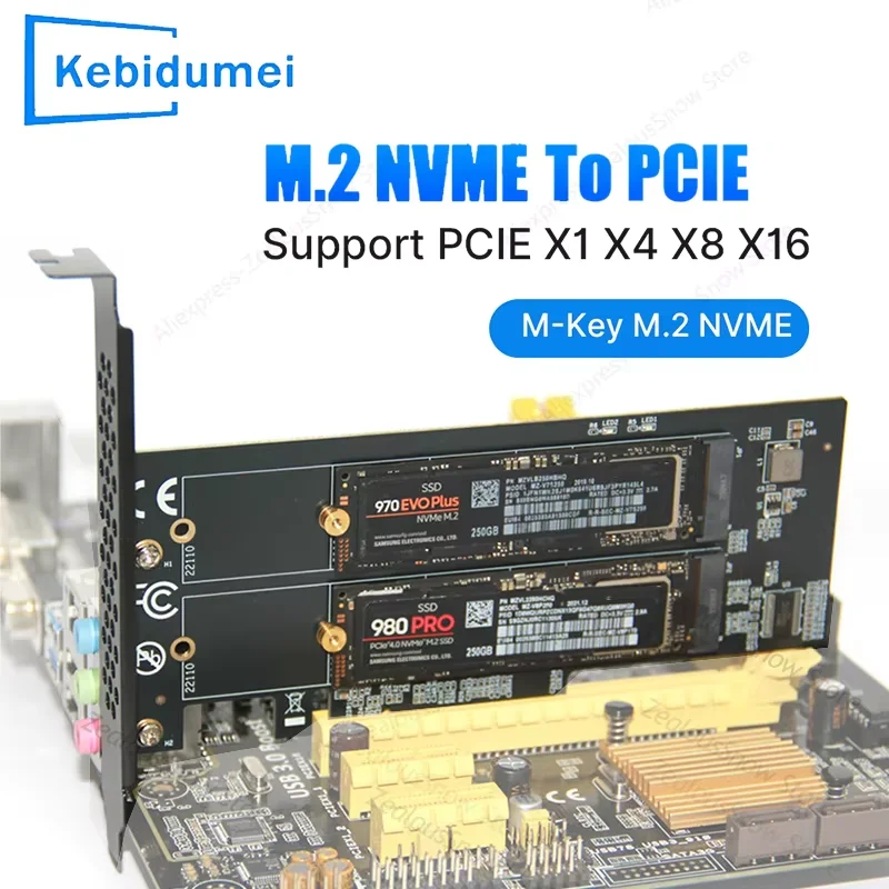KEBIDUMEI PCle4.0 X16 to NVME M.2 Expansion Card M.2 SSD GEN4 PCIe4.0 PC Motherboard X4 X8 X16 Expansion Card for 2280/60/42/30