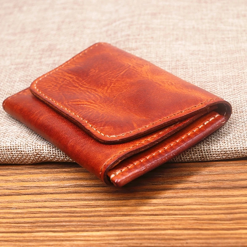 2021 Genuine Leather Wallet For Men Male Vintage Cowhide Short Small Men\'s Purse Card Holder Case Money Bag Man With Coin Pocket