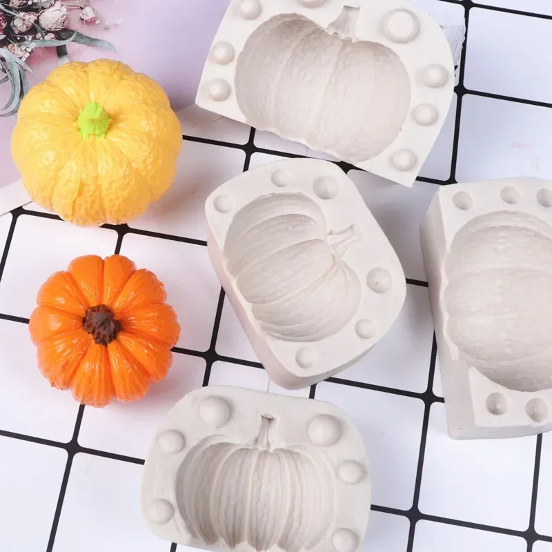 New Pumpkin Shape DIY Candles Mould Dropping Glue Gypsum Ornaments Plaster 3D Silicone Mold Kitchen Hand-made Baking Candy Molds