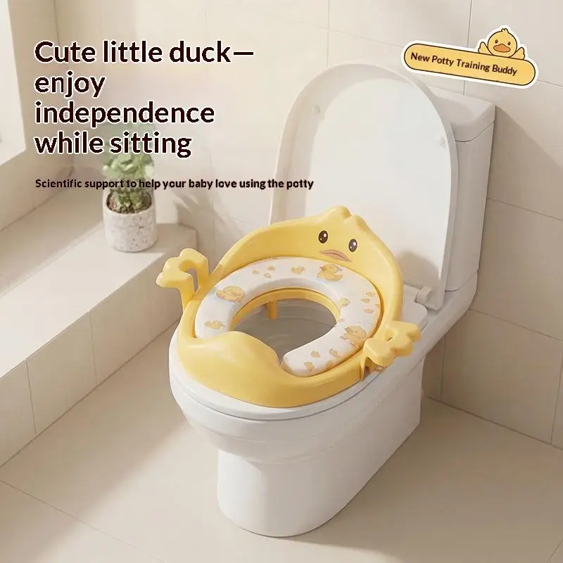Children's Toilet Seat Soft PP Cushion Non-Slip With Armrests Duck Design Home Toilet Seat Baby Potty Children's Toilet-Homeclu
