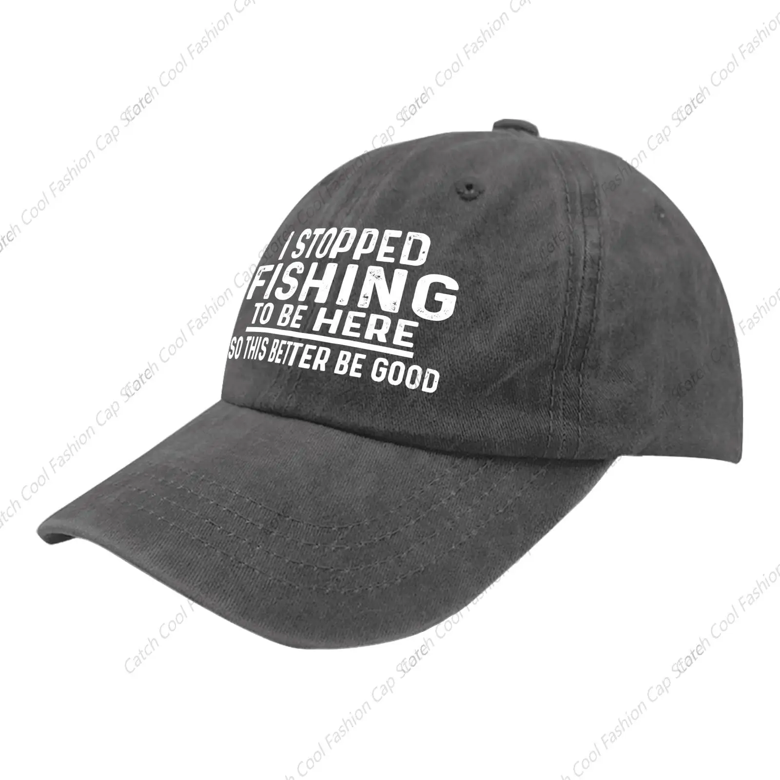 I Stopped Fishing to Be Here Baseball Cap for Men Women Vintage Trucker Denim Hat Washed Cotton Fashion Unisex Adjustable Sports