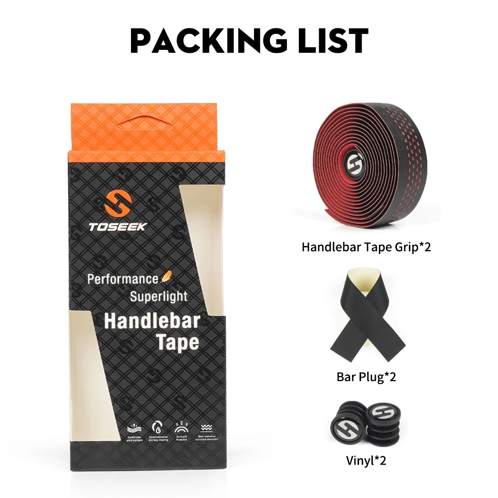 TOSEEK Bike Tape PU+EVA Bicycle Handlebar Tapes Ventilation Woave Leather Bicycle Accessories Road Bike Bar Tape Handlebar