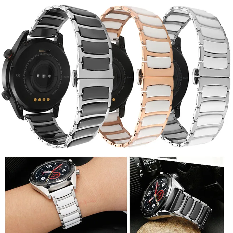 

16mm 18mm 20mm 22mm Stainless Steel Ceramic Strap for Huawei Watch GT6 GT5 GT4 41mm GT5 Pro 42mm Band Bracelet Replace Wristband