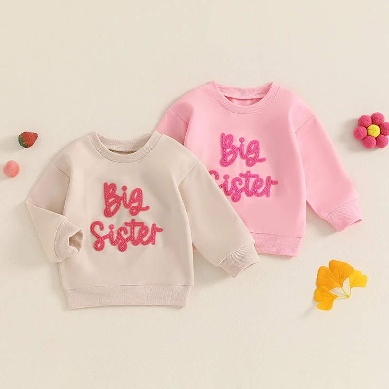 2024-05-27 Lioraitiin Autumn Sweatshirts for Girls Long Sleeve Crewneck Letter Embroidery Loose Fit Pullover Tops