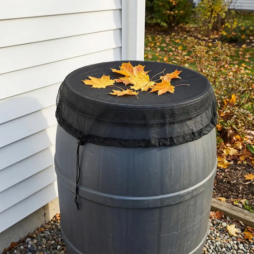 Rain Barrels Screen Water Bucket Covers Rainwater Collector Tank Net Cover Rain Water Collection Bucket Netting with Drawstring