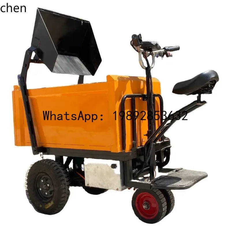 

JX self-loading and self-unloading integrated truck construction site electric three-wheel dump truck gray bucket truck