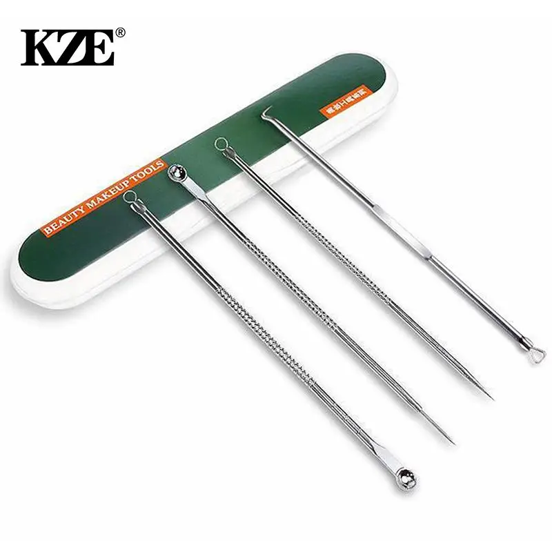 4 pz/set spremere brufolo estrattore Acne ago comedone rimozione macchie Spot Cleaner bellezza strumento per la cura della pelle 2 colori