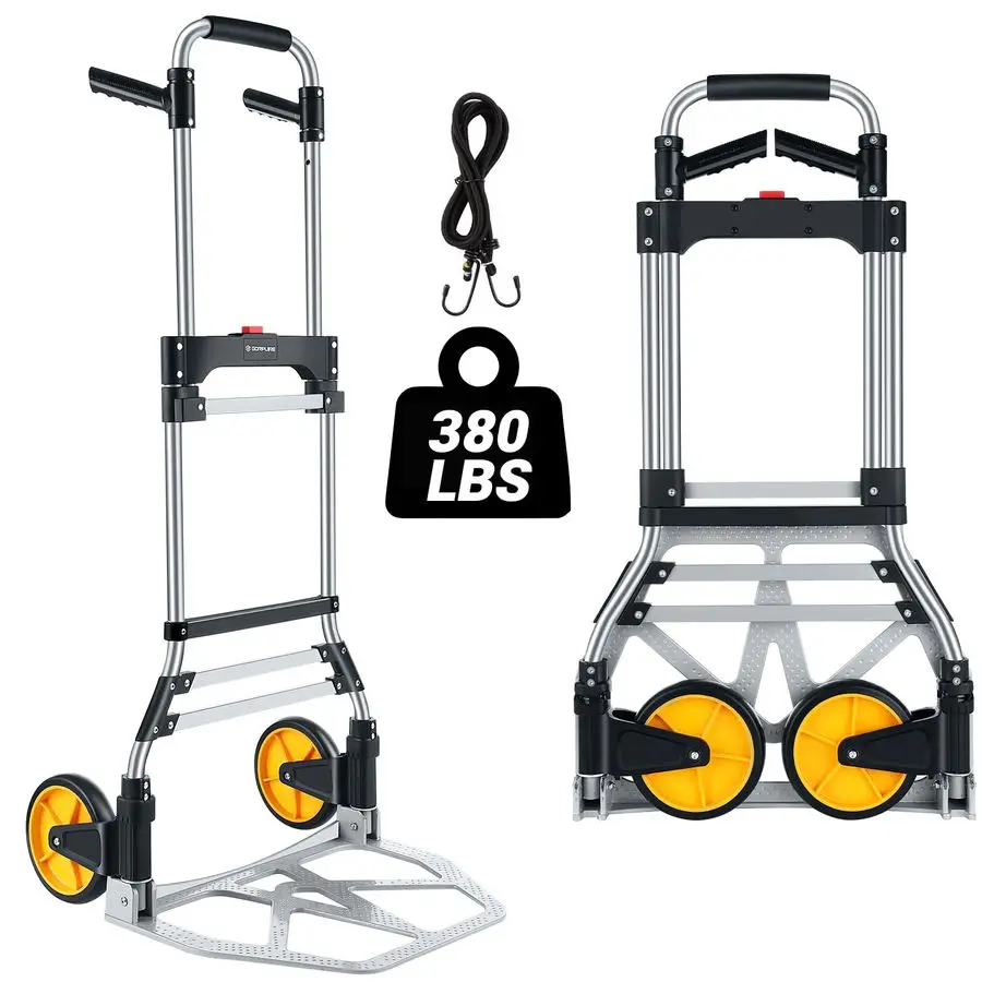

LB Capacity Folding Hand Truck Heavy Duty Foldable Dolly Cart with Wheels, Aluminum Collapsible Hand Cart Portable Trolley Dolle