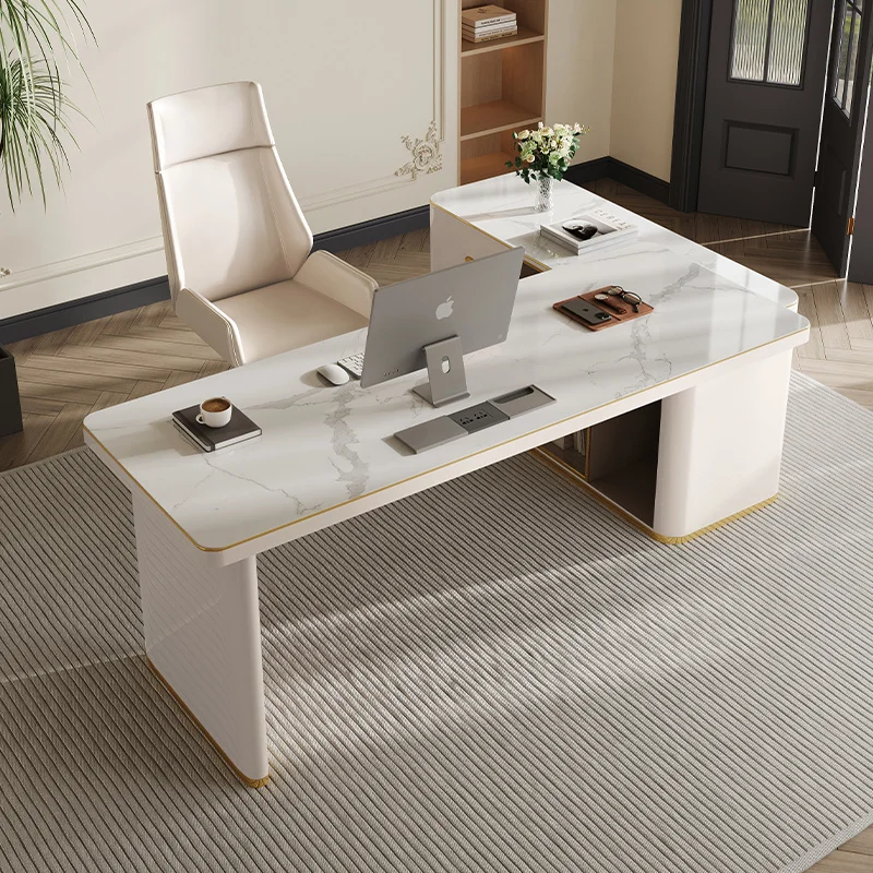 

L Shape Luxury Executive Desk Asthetic Drawers Drawers Bureaux Computer Desk Work Luxury Mesa De Escritorio Office Furniture