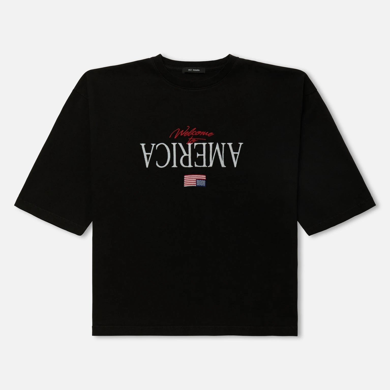 Willy Chavarria Embroidery of the American Flag Black T Shirt Men Women Best Quality Summer Style Tee Tops T-Shirt
