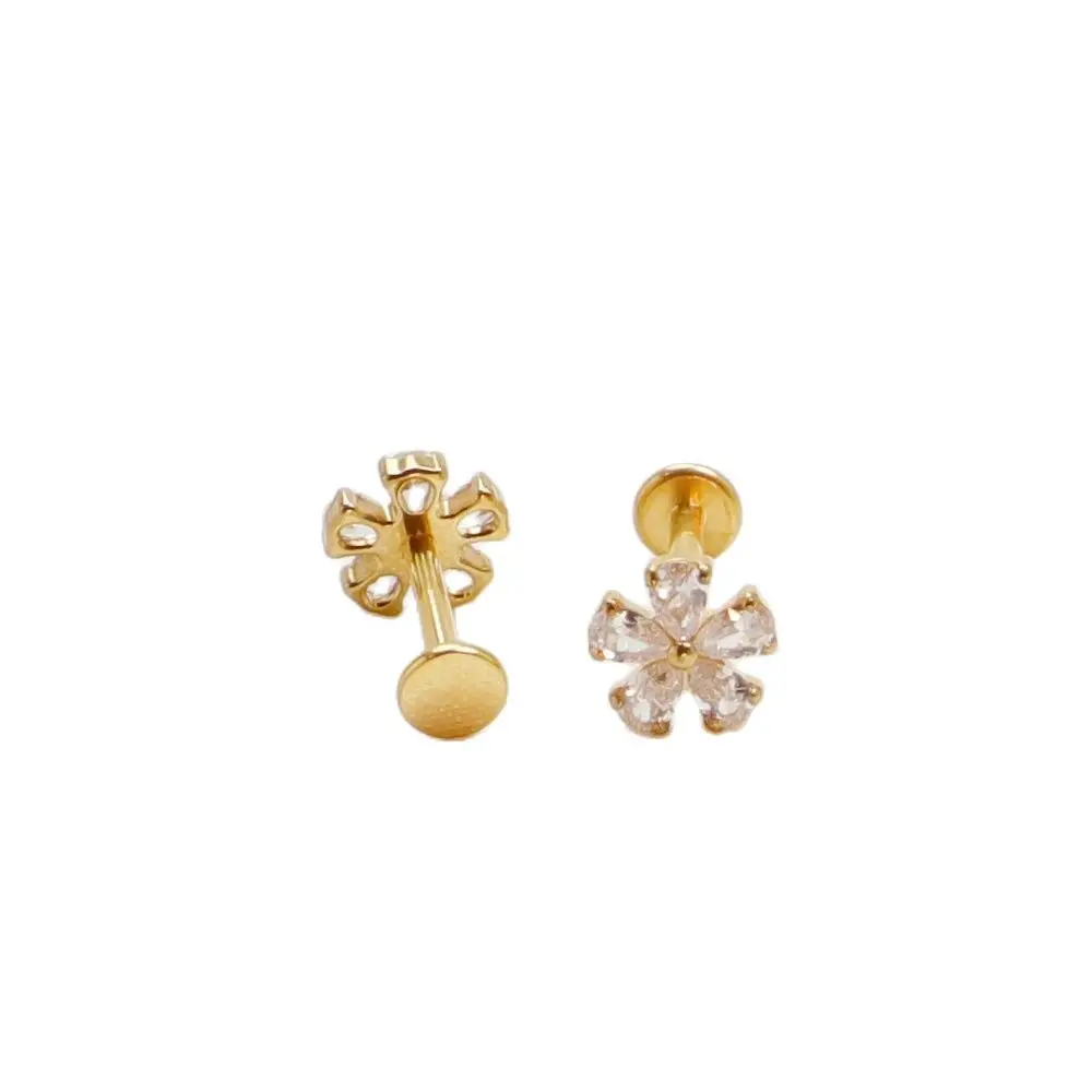 격막 피어싱 연골 F136 티타늄 꽃 모양 립 스터드 Tragus 귀 커프 나선형 힌지 세그먼트 16G 리모콘 바디 쥬얼리