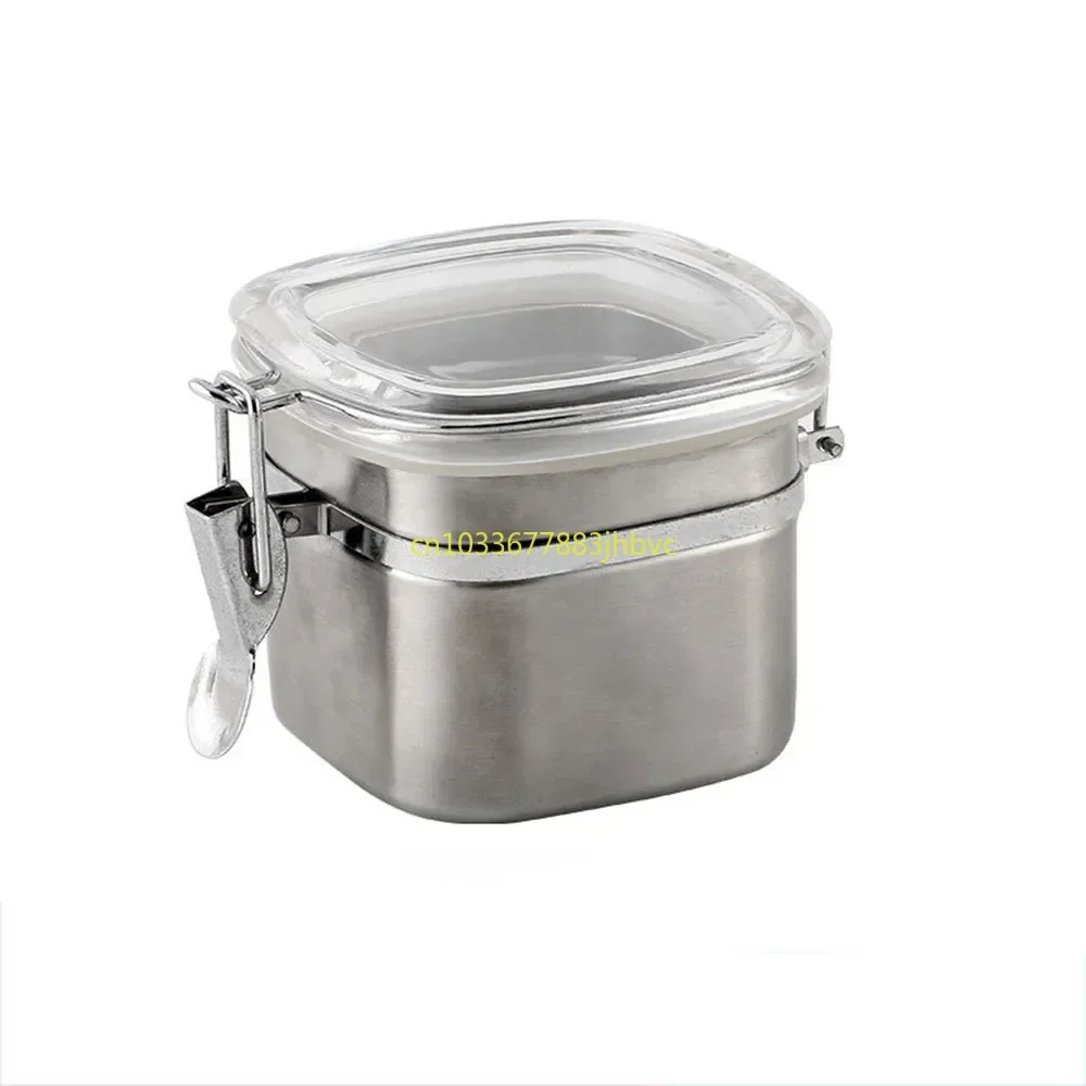 

Stainless Steel Sealed Cans Coffee Bean Storage Container Snack Dried Fruit Storage Tank Fresh Storage Box With Buckle