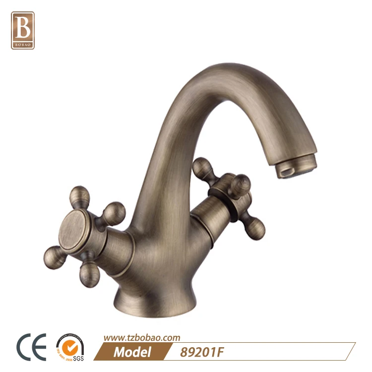 Gold Color Wash Basin Faucet, Luxury Brass, Hot and Cold, Crystal Handle