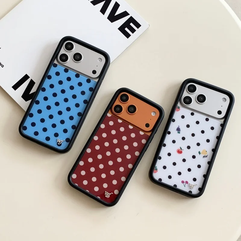 Wildflower ثلاثية الأبعاد أزرق أحمر أبيض منقطة جراب هاتف آيفون 13 12 14 15 16 17 برو ماكس زائد الموسيقية ملاحظة موجة نقطة غطاء #2