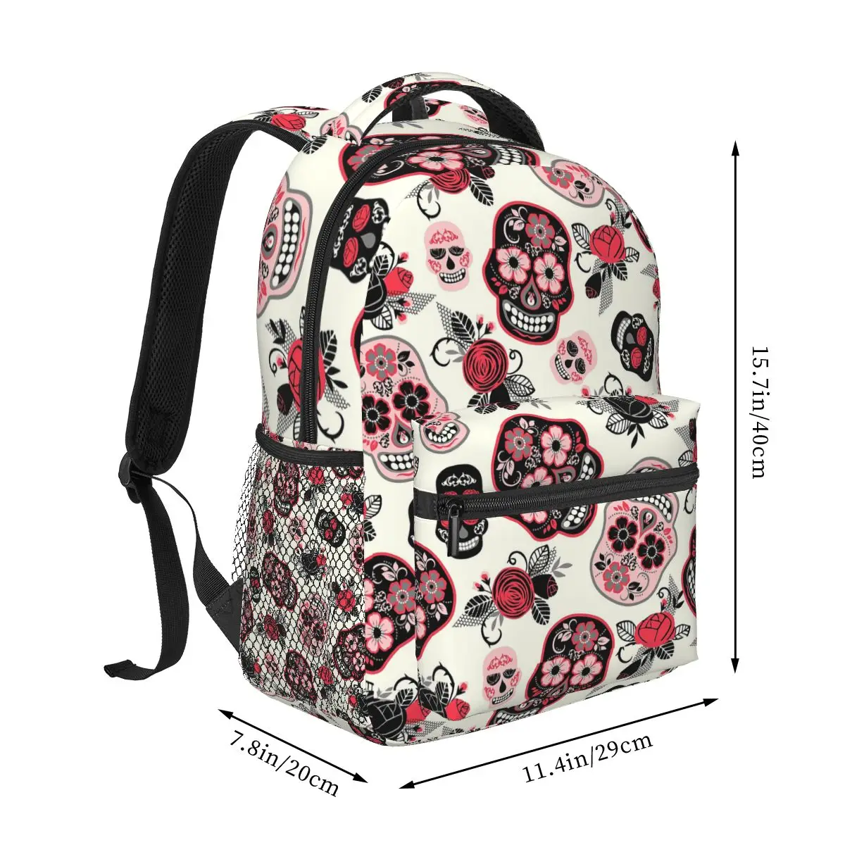 Day Of The Dead Skulls And Roses Backpack Student Boys Girls BookBag Children School Bag Laptop Shoulder Bags for Men Women