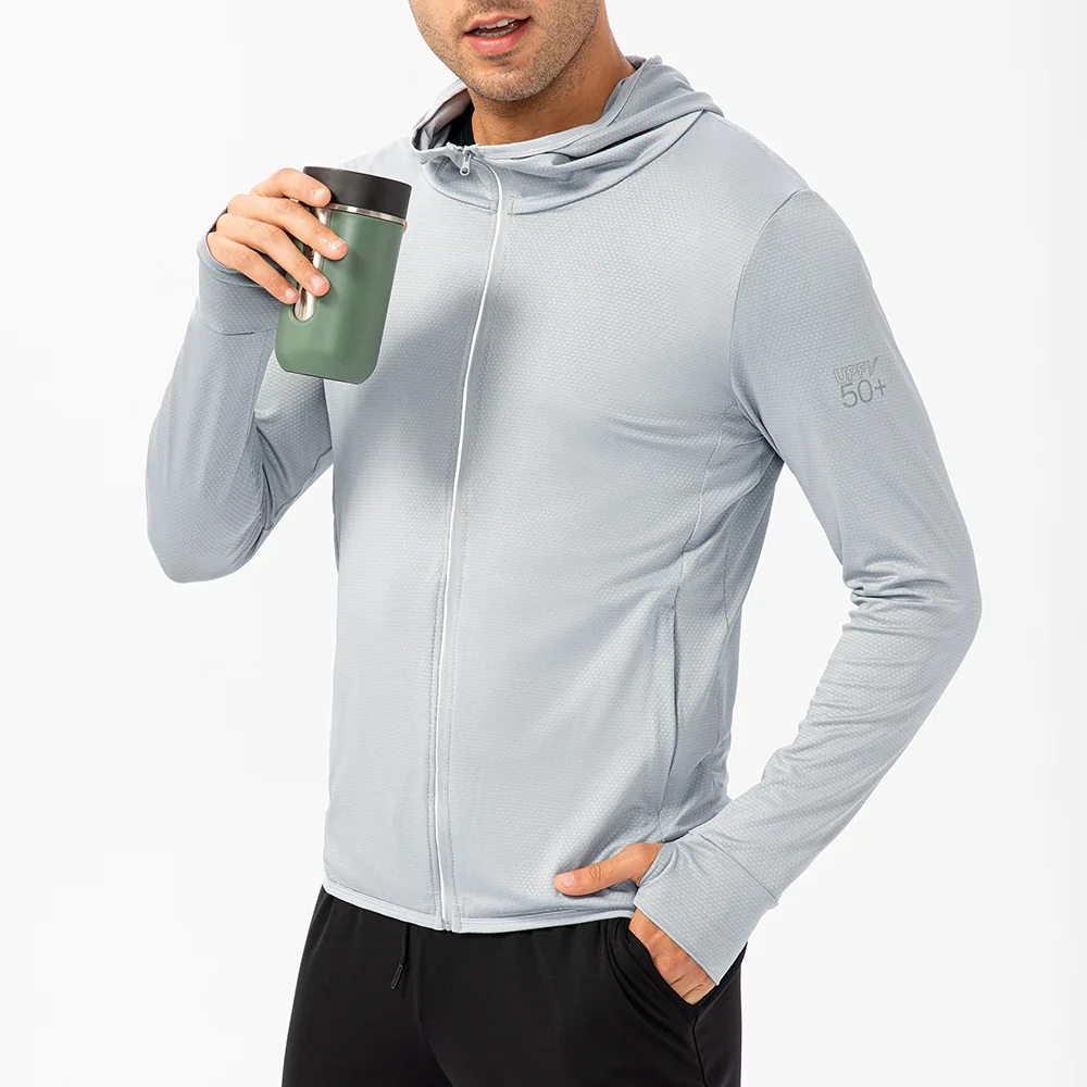 2024 Hooded Jacket Men's Sunscreen Clothing Quick drying Skin Windproof Coat Sunscreen sleeved Thin Breathable Outdoor Sports