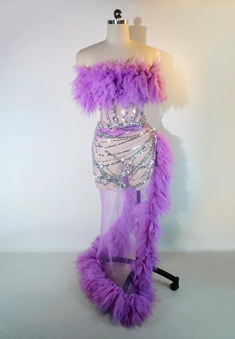 

New Fashionable And Sexy Backless Transparent Omega Threepiece Womens Dress Performance Dance Costume Club Celebration Stage Set