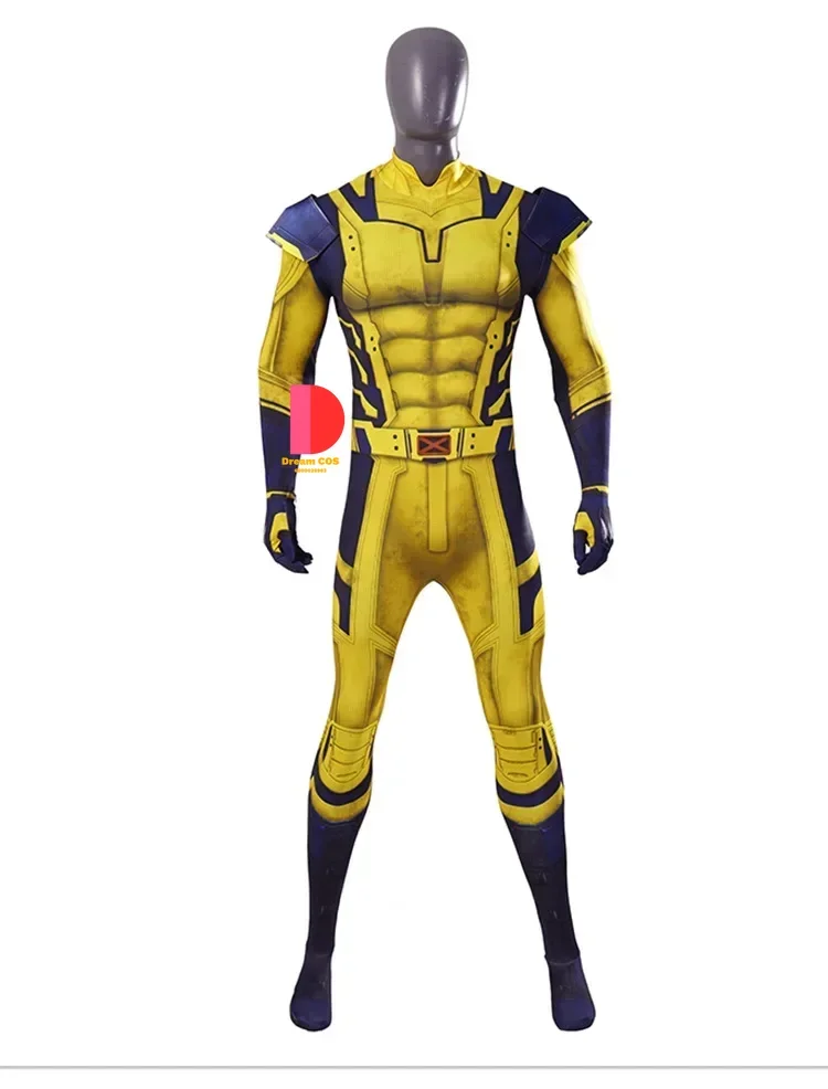 In Stock Wolverine Cosplay for Men Costume Howlett Jumpsuit Shoulder Armor Set Printing Superhero Halloween Outfit Live Anime