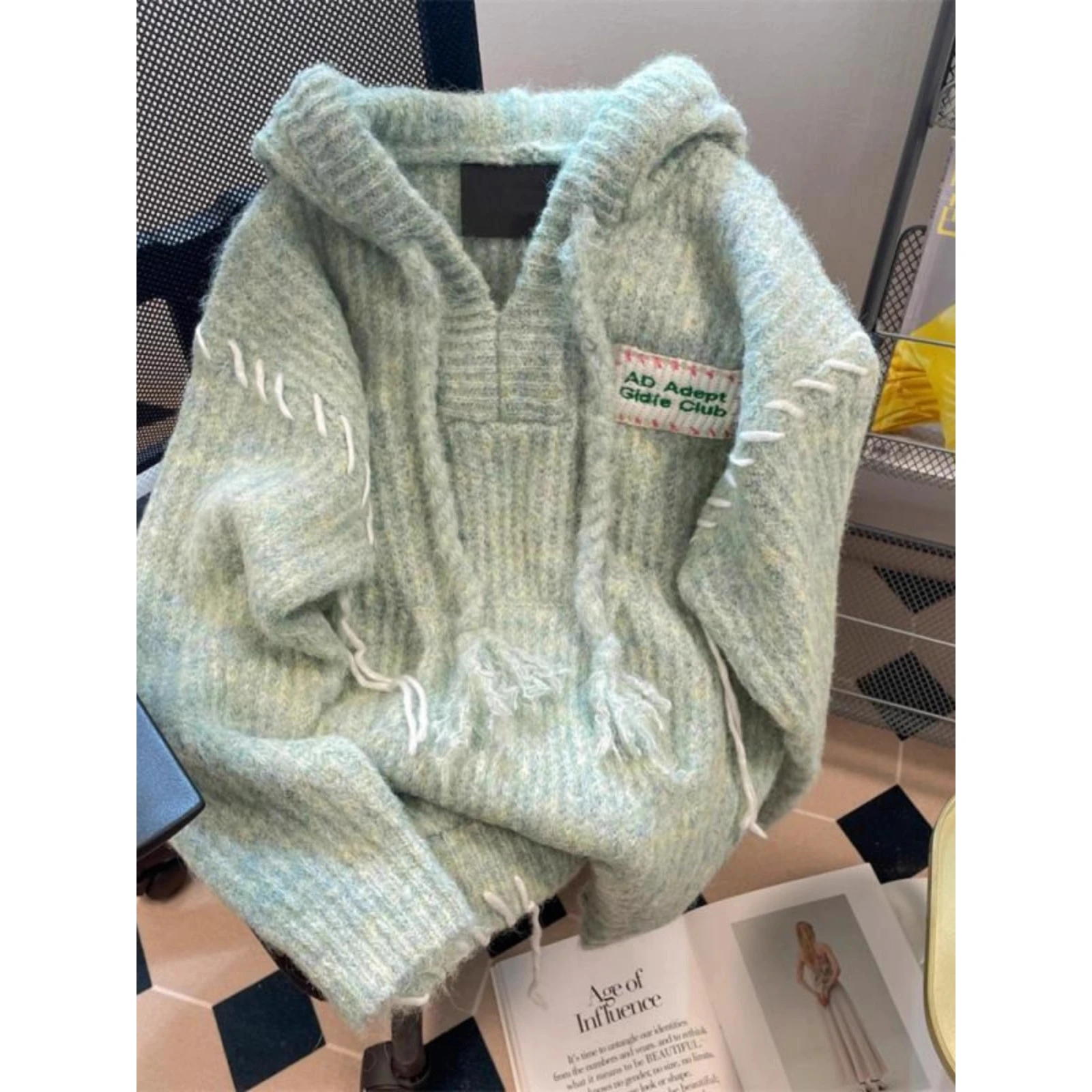 

Loose Fit Long Sve Men's Knitted Sweater Coat Hooded Thiened Autumn Winter Casual Sle Faion Outerwear for Youth