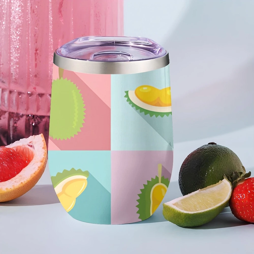 Durian Fruit with Thorns Vacuum Flasks 12oz Insulated with Lid Double Wall Vacuum Stainless Steel Cup Hot & Cold Drink Mug Gift