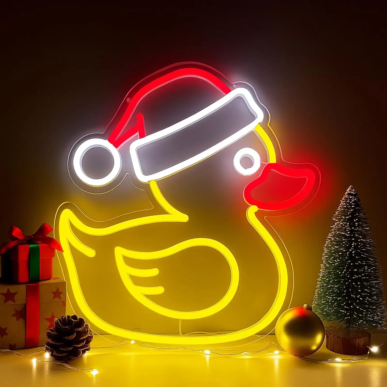 ﻿   Natal pato sinal de néon usb regulável led sinal de luz néon decoração da arte da parede para gamer quarto sala estar bar festa presentes