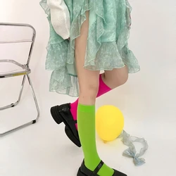 X6HE Women's Colorful Knee High Socks Student Girls Stockings Candy Calf Socks Gifts