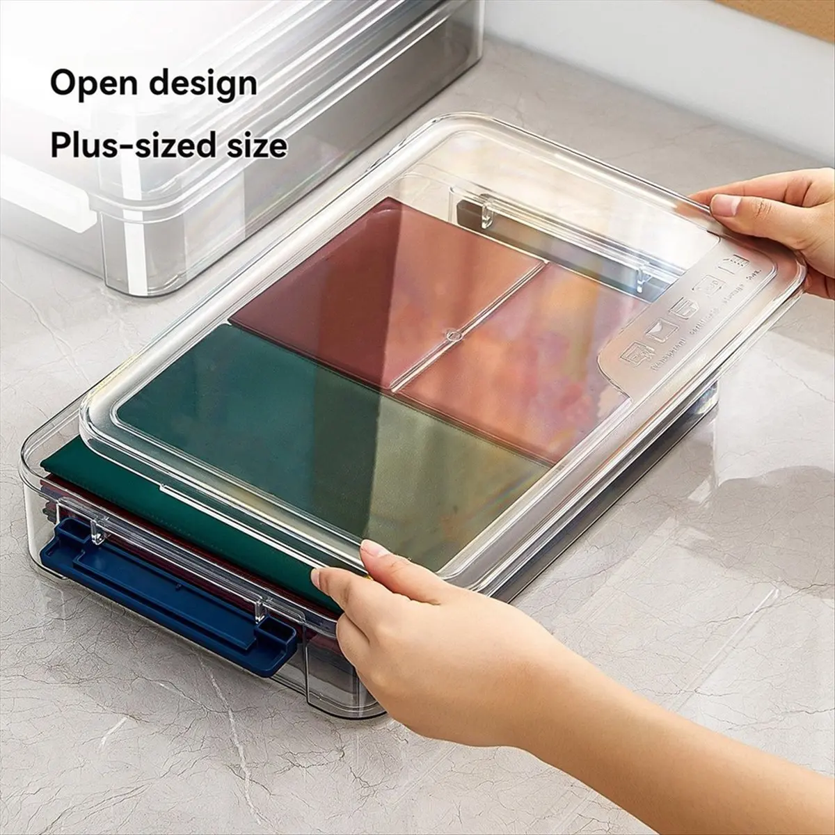 【Best Seller】A4 Transparent Storage Box Portable Plastic Document Stationery Jewelry Storage Case School Home Supplies Blue