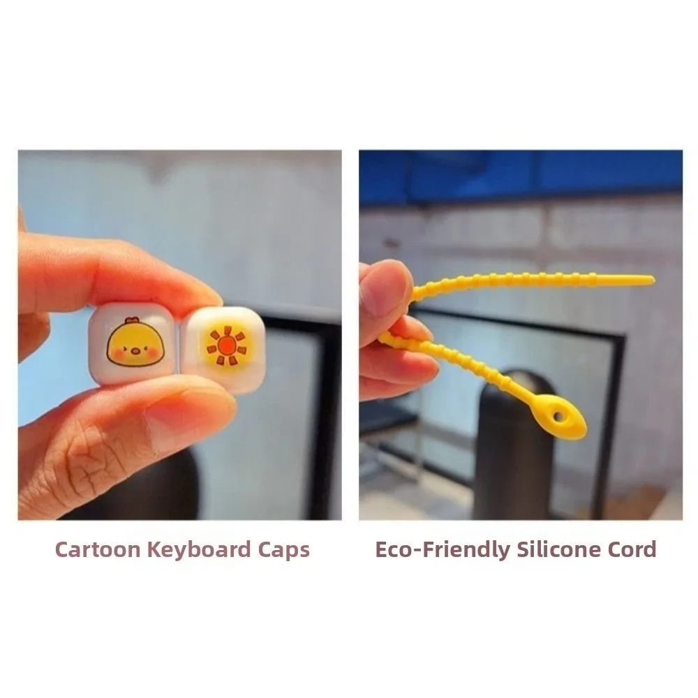Cartoon 26 Keys Keyboard Keychain Animals Pressable Keys Fingertip Button Keyring Creative Relaxed Sensory Clicker