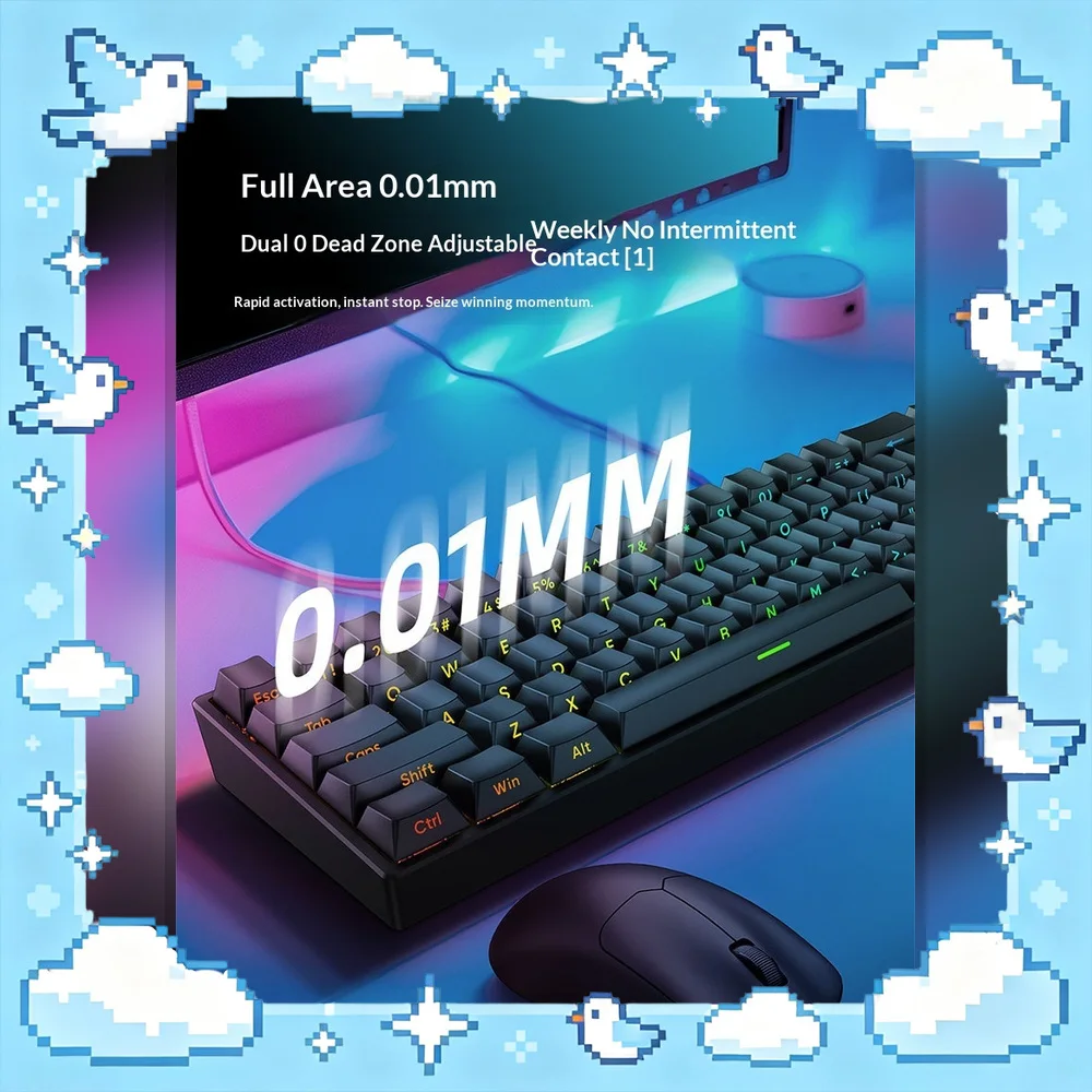 CAROTMAS MARS68 Series Magnetic Switch Gaming Keyboard 68-Key 64K Scanning Rapid Trigger RGB Wired Wireless