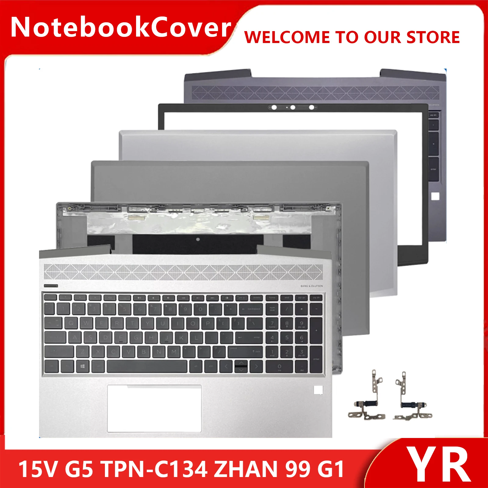 For ZBook 15V G5 TPN-C134 ZHAN 99 G1 Rear Lid Back Cover With Backlight US/JP Keyboard Palmrest Hinge Computer Accessorie Parts