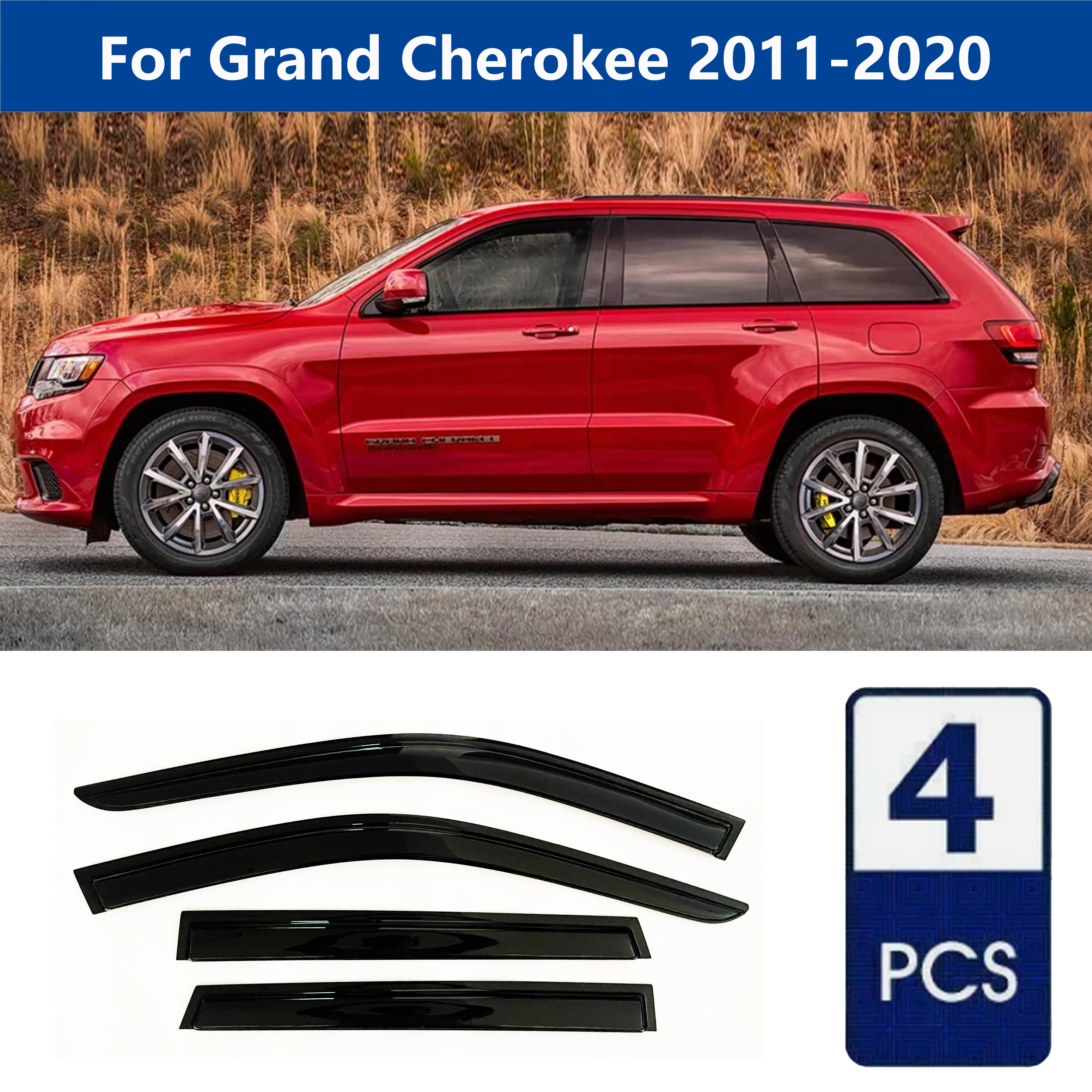 

AIBAP High-Quality 4pcs 1.8mm Car Windows Visor For GrandCherokee 2011-2020 window visors rain guards rain guard Sun Rain Visor