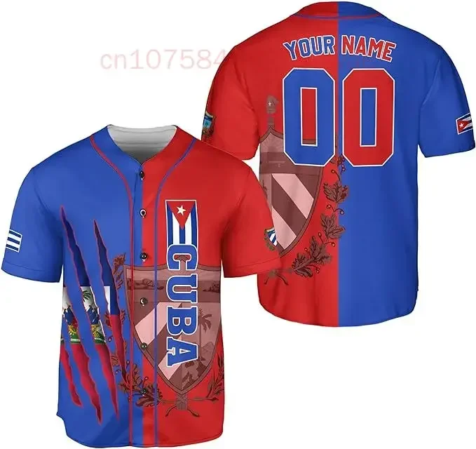 New Summer Short Sleeves Men Baseball Jersey Cuba Adults Sports Baseball Classic Shirts Printed Personalized Name Number for Men