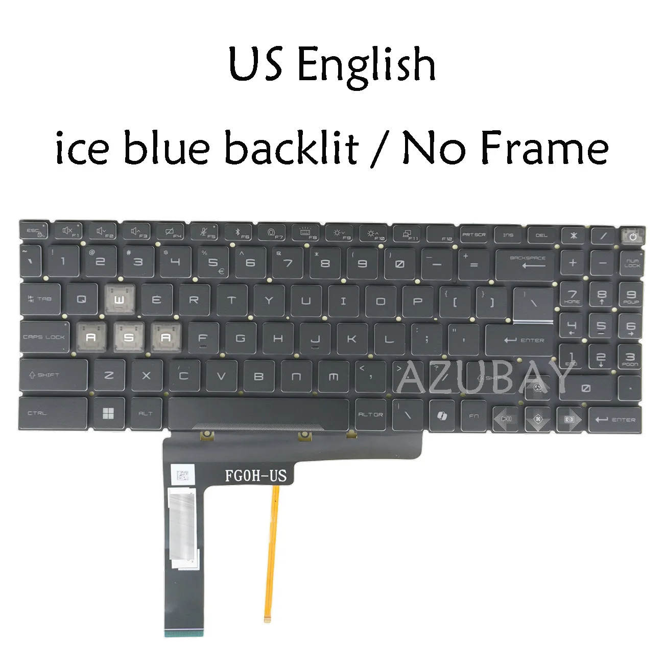US ICE Blue Backlit Keyboard For MSI Cyborg 15 A12U / A12V / A13U / A13V / A12UDX / A12UCX / A12UC / A12VE / A12VF / A13UDX