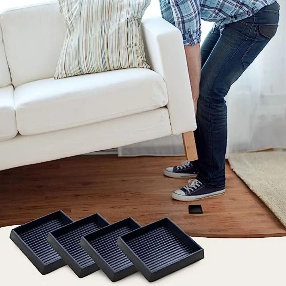4Pcs/set Convenient Square Round Furniture Coasters Rubber Non Slip Furniture Pads Chair Feet Stoppers Couch/Chair/Bed Stoppers
