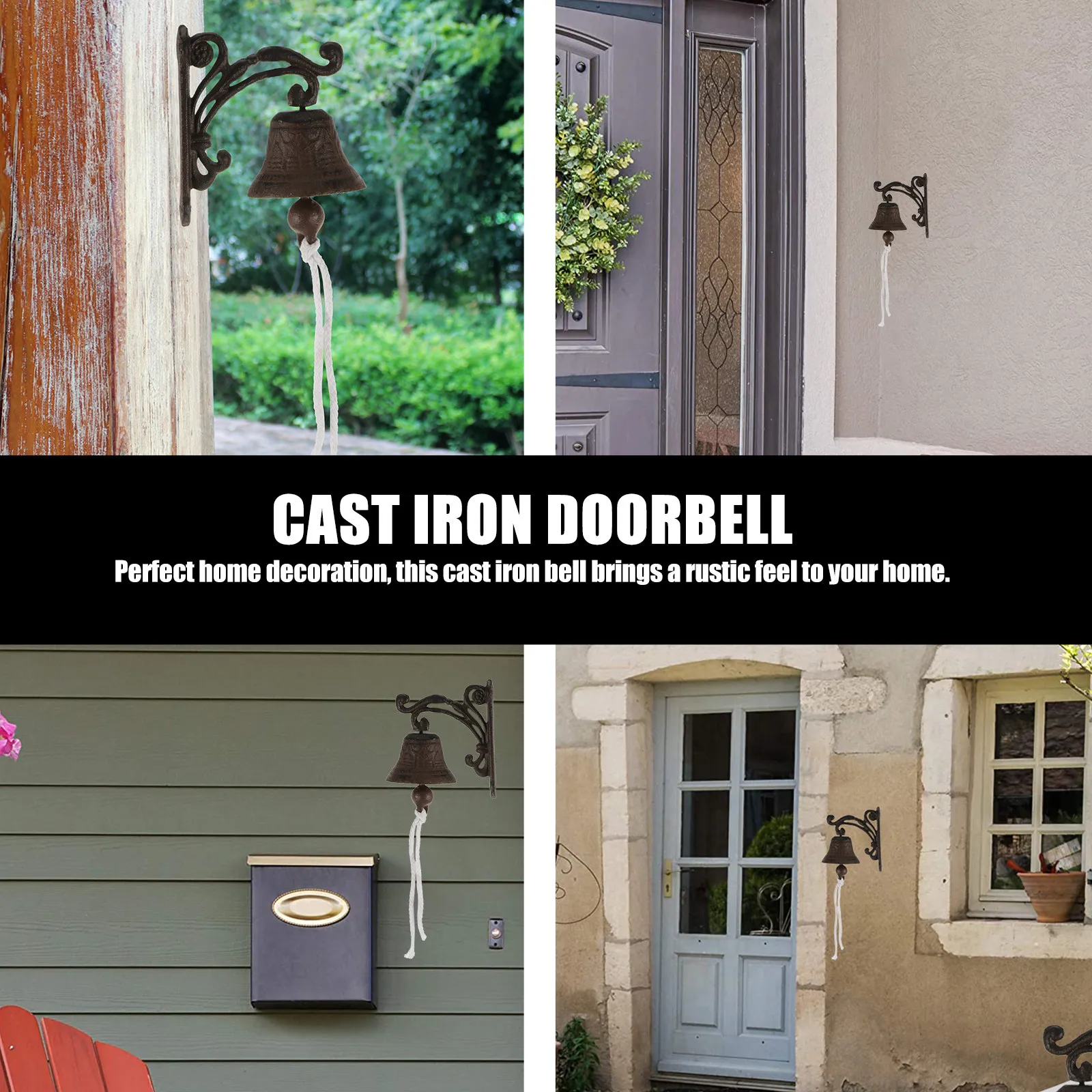 Cast Iron Wall Bell Vintage Rustic Hanging Door Chime for Home Garden Cafe Shop Decor