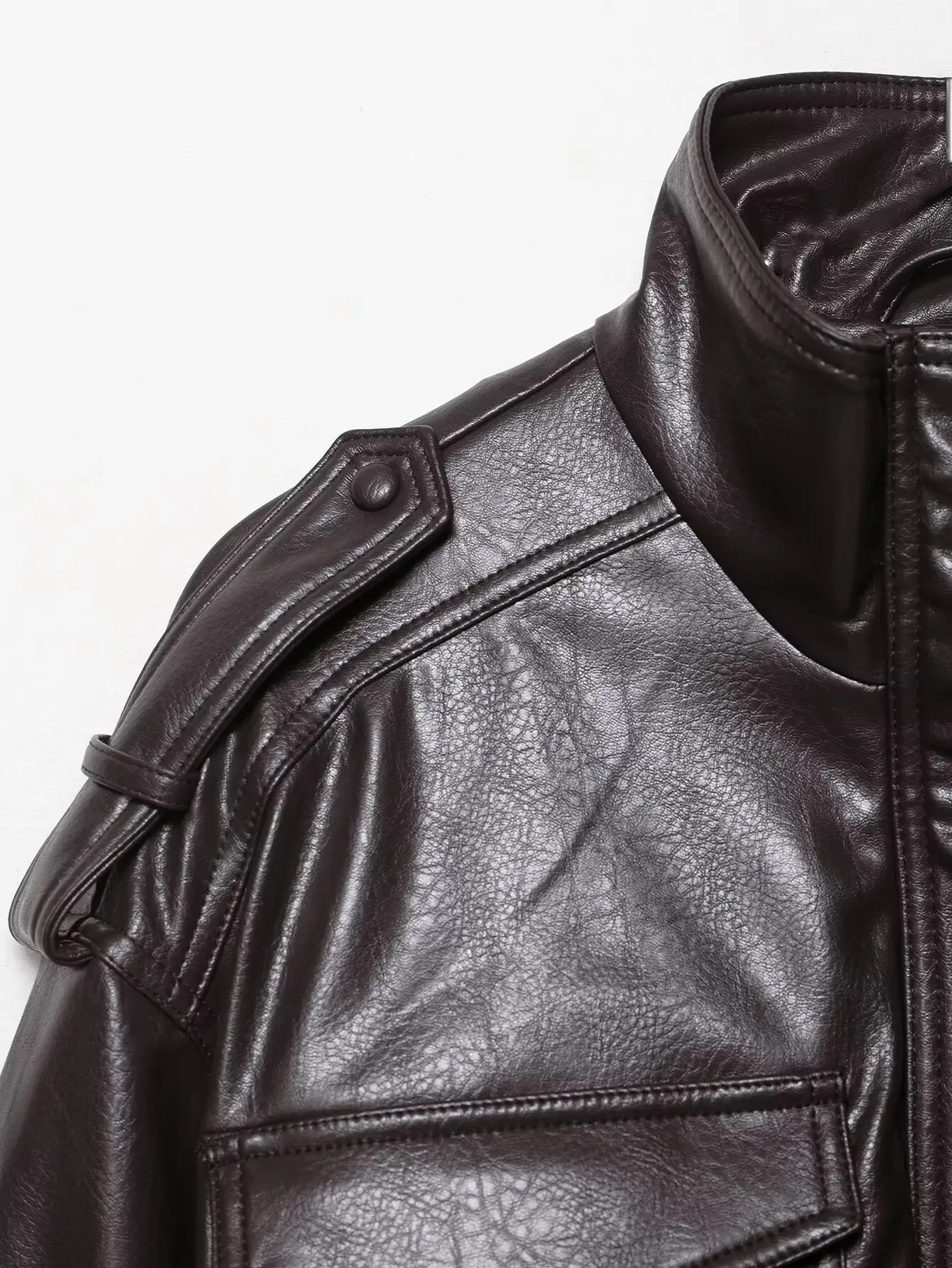 Women's Faux Leather Short jacket Coat Turn-Down Collar Long Sleeve Zipper Coats Autumn Winter Ladies Casual Streetwear