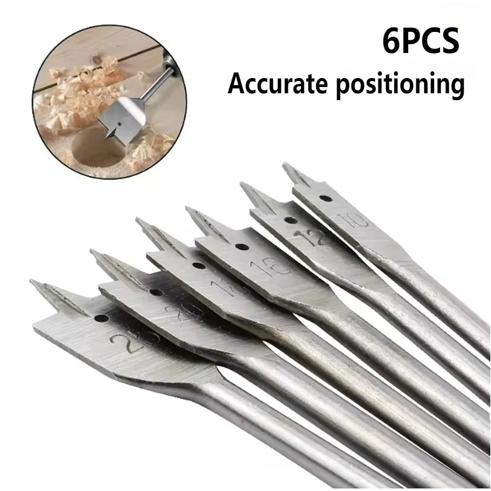 6PCS High Carbon Steel Flat Boring Drill Bits Set With Double Cutting Edges For Accuracy Drilling In HandheldDrills