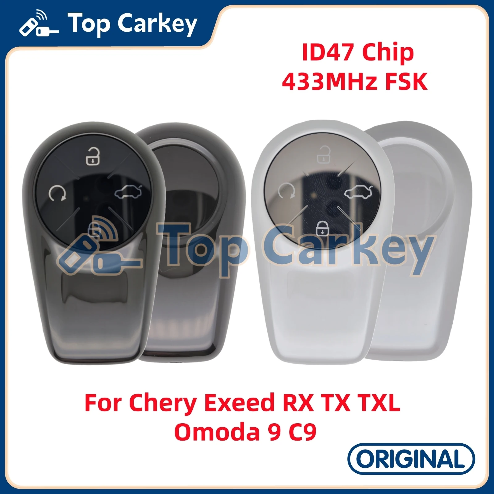 

TopCarkey Original Smart Remote Key ID47 Chip 433MHz for Chery Exeed RX TX TXL Omoda 9 C9