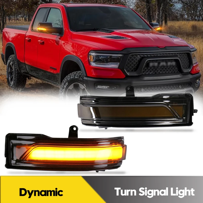 2Pcs LED Dynamic Side Mirror Lights Blinker Turn Signal Lamps For Dodge RAM 1500 DT 2019-2023 Sequential Amber Car Accessories