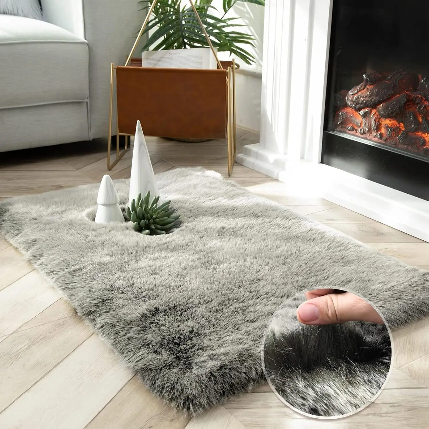 

Ковер из искусственного меха лисы, зеленый, белый, коричневый, пушистый, 2x3 фута, с высоким ворсом, прямоугольный, для дома, с изображением животных