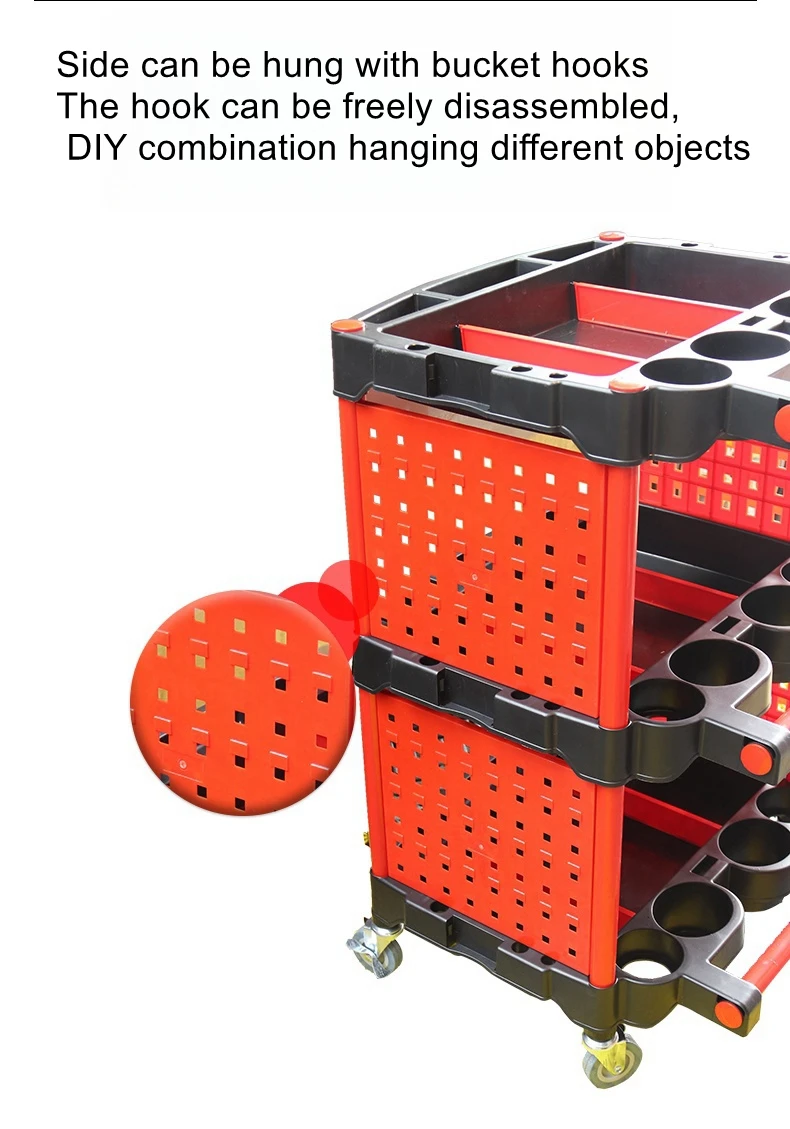 Car beauty store car wash store special multi-function three-tier tool cart plastic car wash room cart auto repair store - Image 4