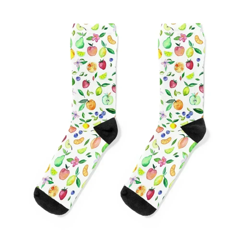 Fresh Fruit - a watercolor pattern Socks hip hop FASHION retro cotton Women's Socks Men's